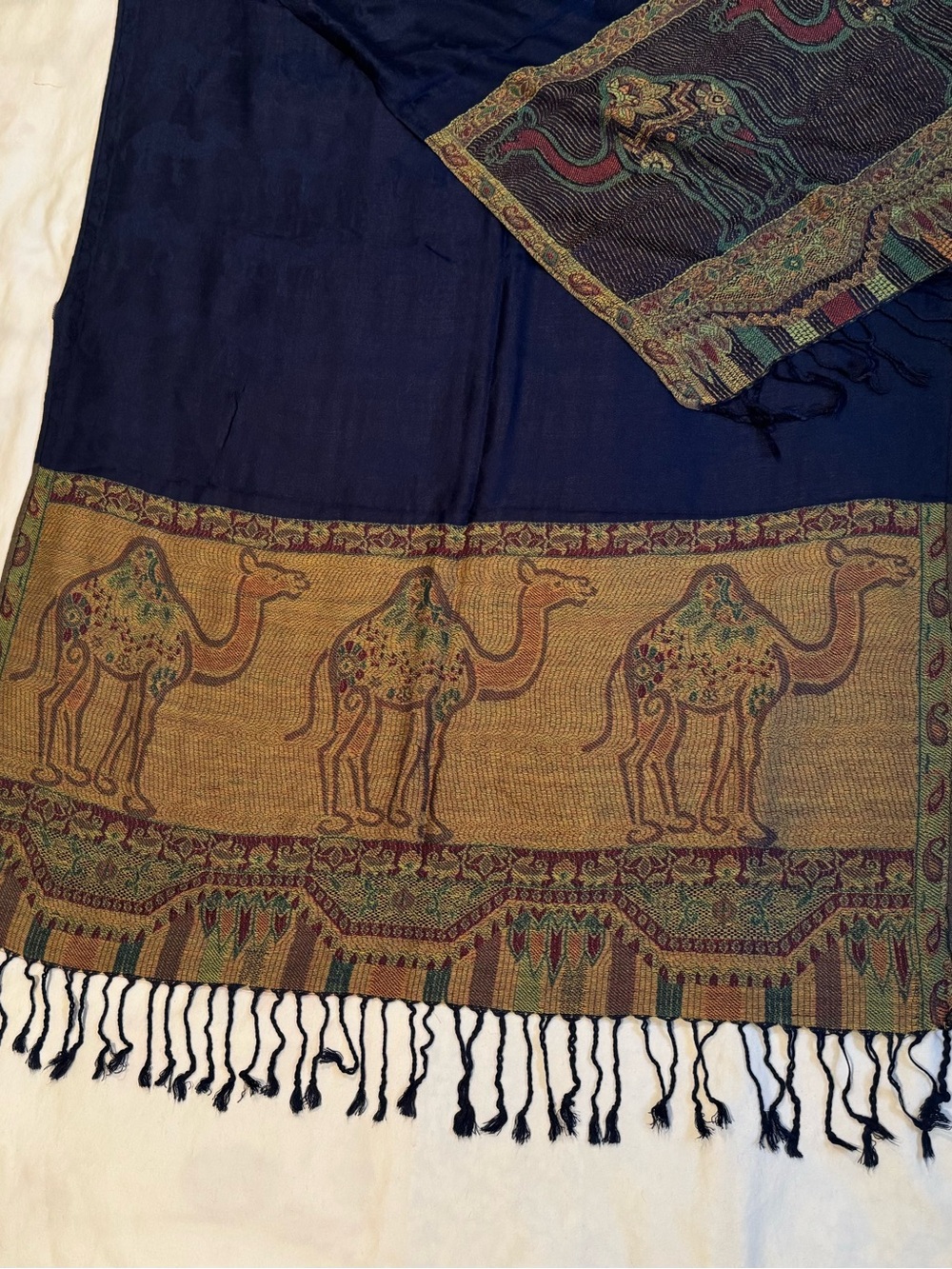 NWT Cashmere Camel Print Scarf Shawl Wrap Blue from Jerusalem